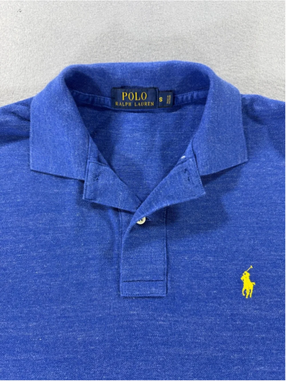 Ralph Lauren Blue Polo Shirt with Yellow Emblem Size Small